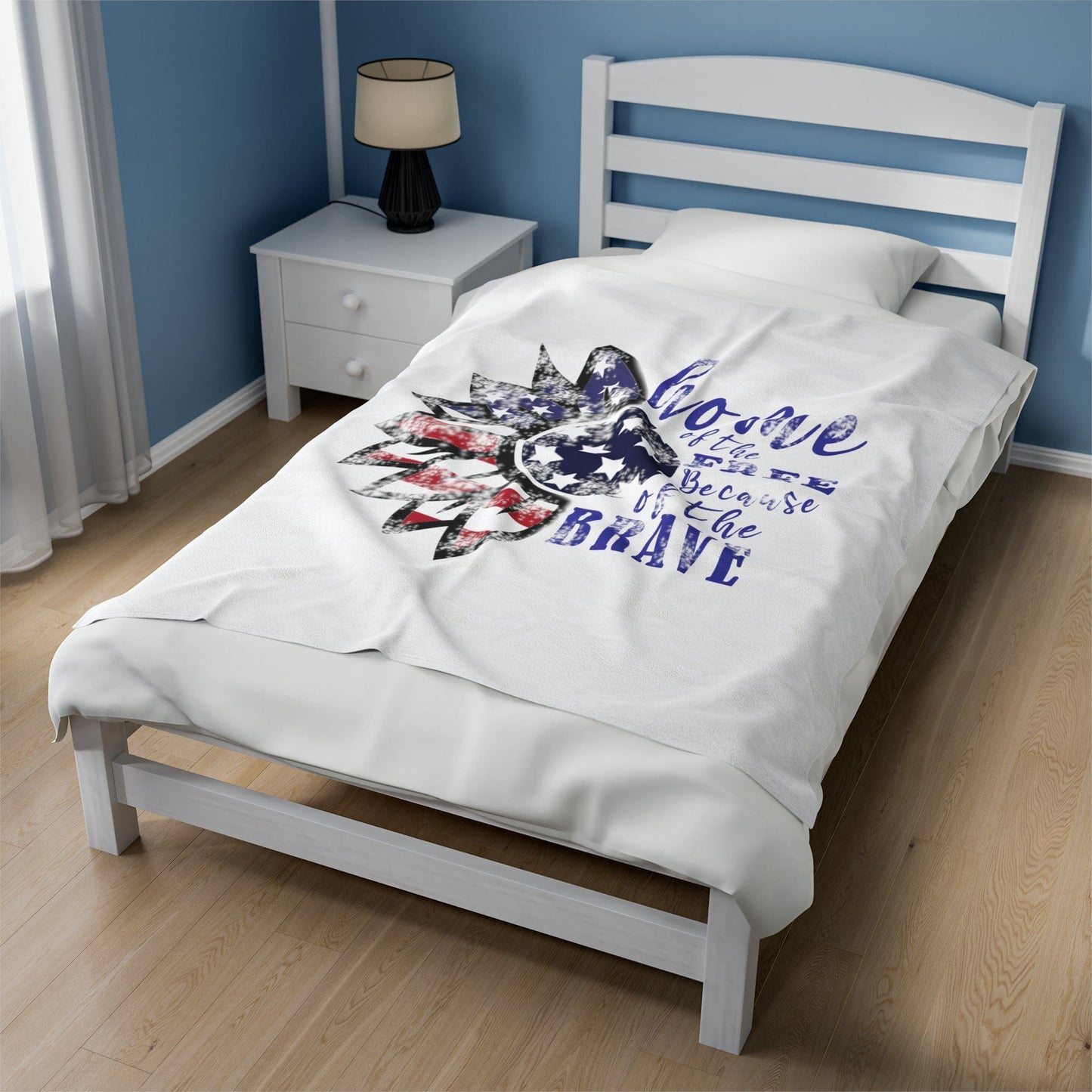 All Over Prints 50" × 60" Home of the Free Because of the Brave | Velveteen Plush Blanket 50"x60"