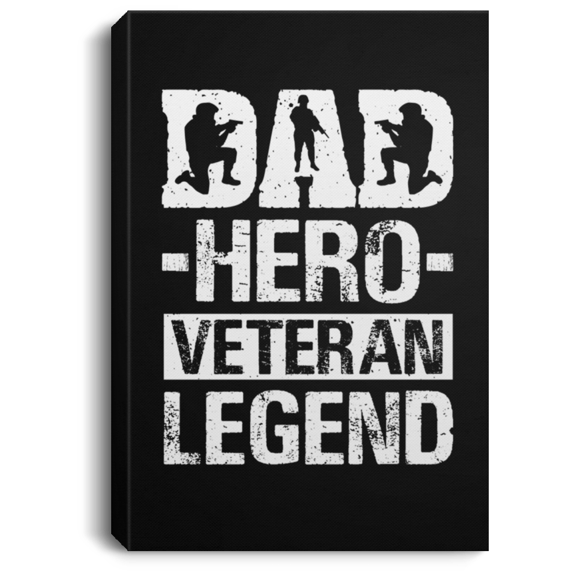 Housewares Black / 8" x 12" Dad | Hero Veteran Legend | Portrait Canvas .75in Frame | Various sizes and colors