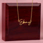 Jewelry Gold Finish Over Stainless Steel / Luxury Box Personalized Signature Style Name Necklace