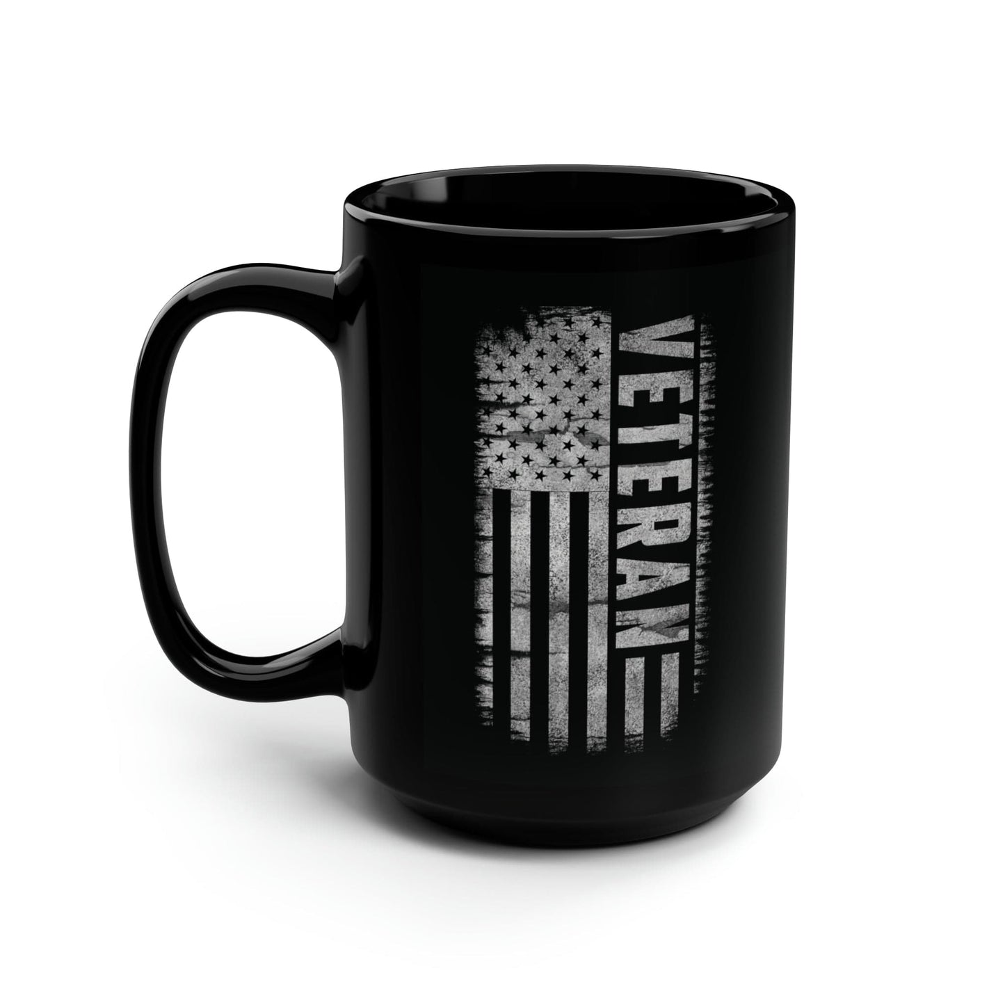 Mug 15oz Veteran | Distressed Flag | 15 oz. Black Mug