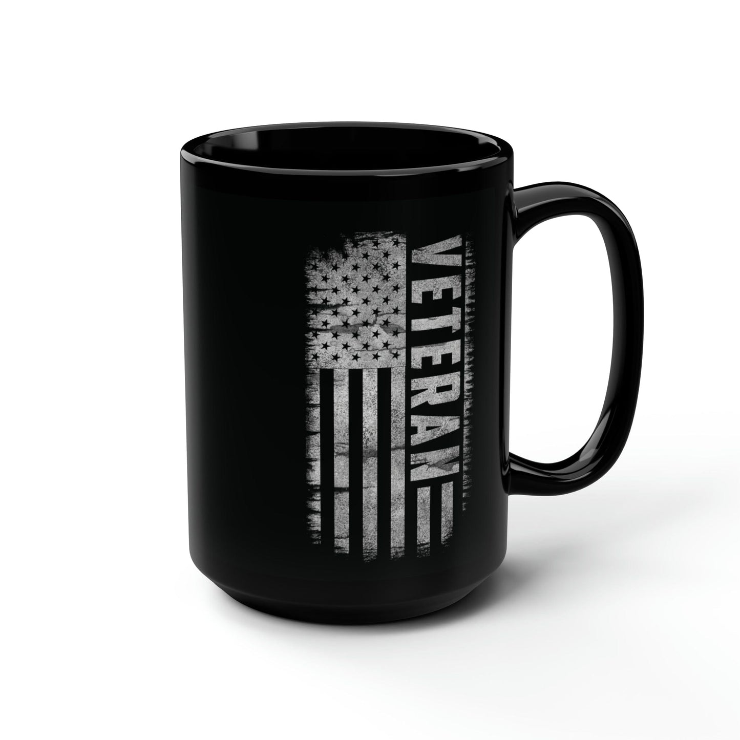Mug 15oz Veteran | Distressed Flag | 15 oz. Black Mug