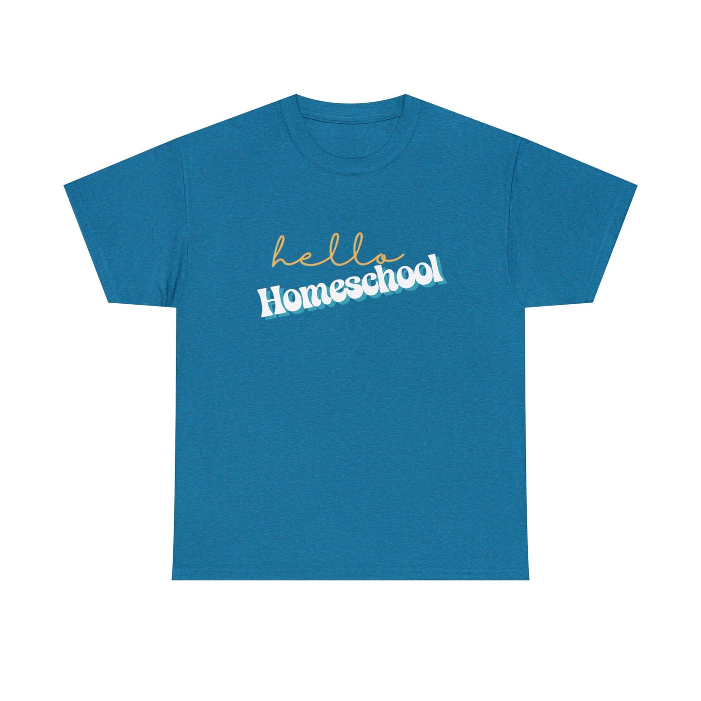 T-Shirt Antique Sapphire / S Hello Homeschool | Retro | ADULT Sizes | Cotton Tee