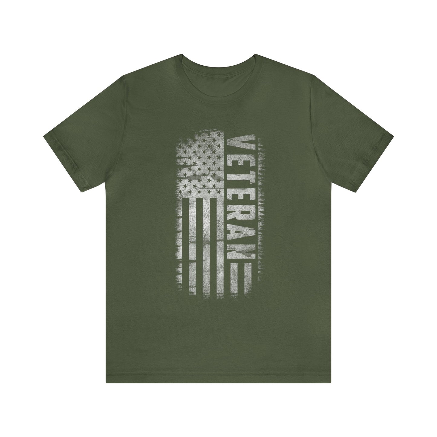 T-Shirt Military Green / XS Veteran | Distressed Flag | Jersey Short Sleeve Tee