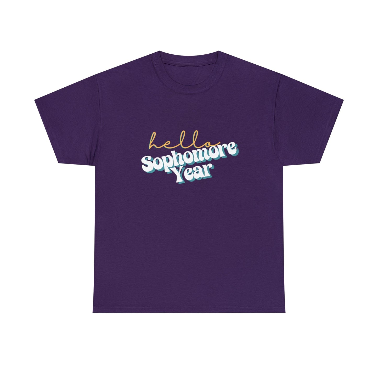 T-Shirt Purple / S Hello Sophomore Year | Retro | ADULT Sizes | Cotton Tee