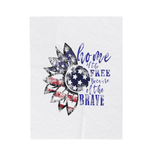 All Over Prints 50" × 60" Home of the Free Because of the Brave | Velveteen Plush Blanket 50"x60"