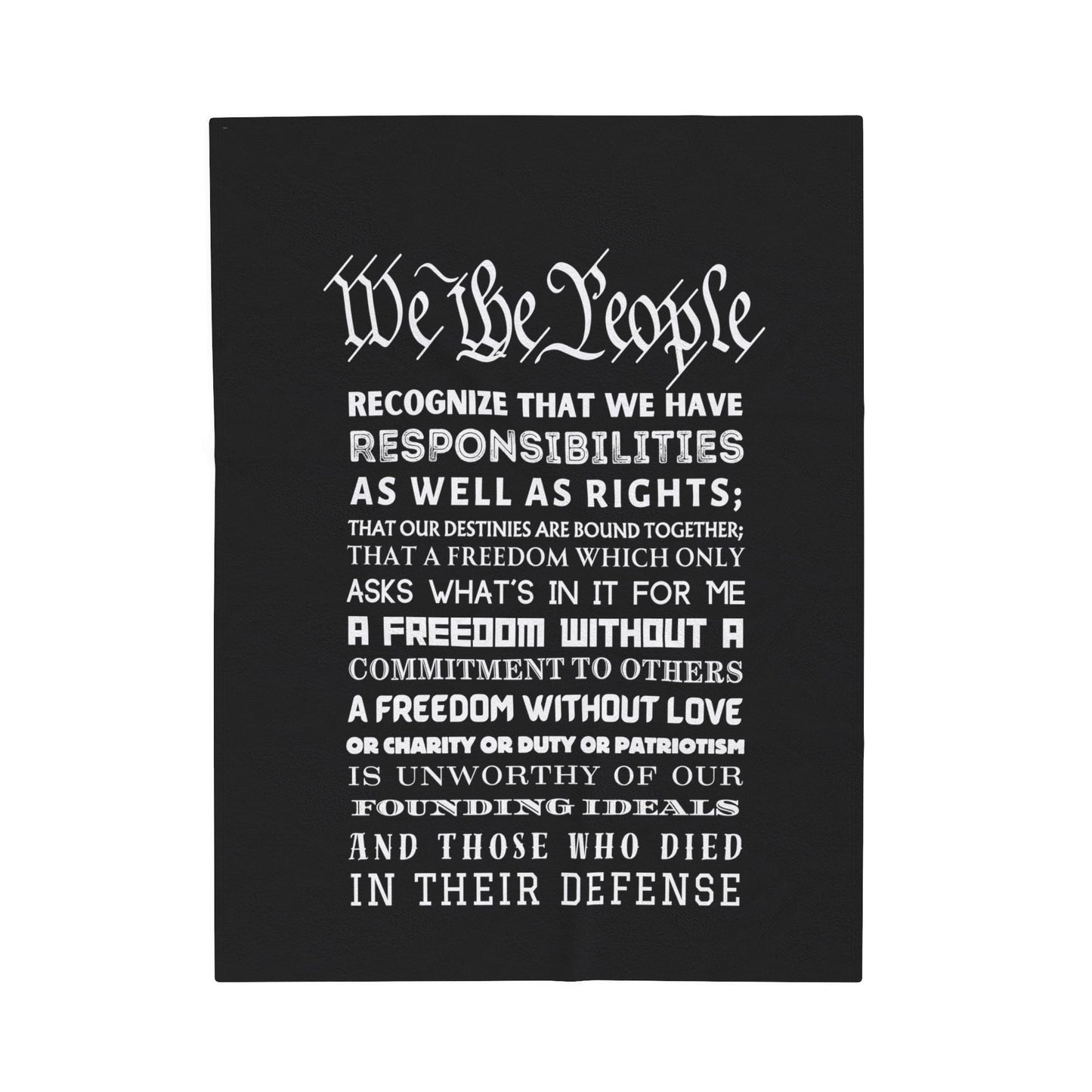 Printify All Over Prints 50" × 60" We the People | Responsibilities and Rights | Velveteen Plush Blanket 50"x60"