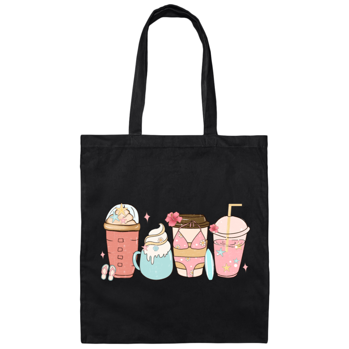 Bags Black / One Size Coffee in the Summertime | Vacation | Summer |  Canvas Tote Bag