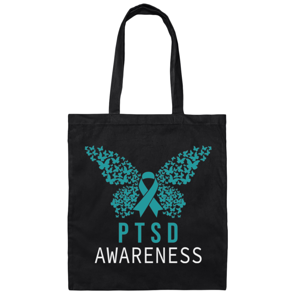 Bags Black / One Size PTSD Awareness | Butterfly | Canvas Tote Bag