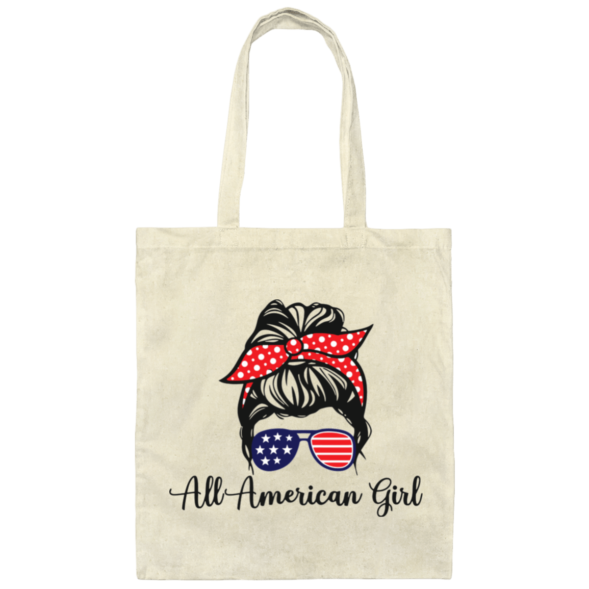 Bags Natural / One Size All American Girl | Messy Bun | Canvas Tote Bag