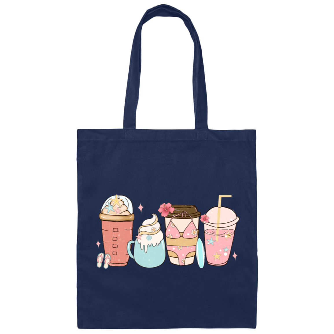 Bags Navy / One Size Coffee in the Summertime | Vacation | Summer |  Canvas Tote Bag