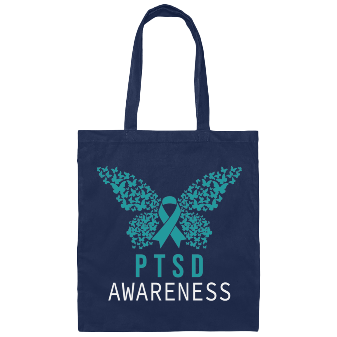 Bags Navy / One Size PTSD Awareness | Butterfly | Canvas Tote Bag