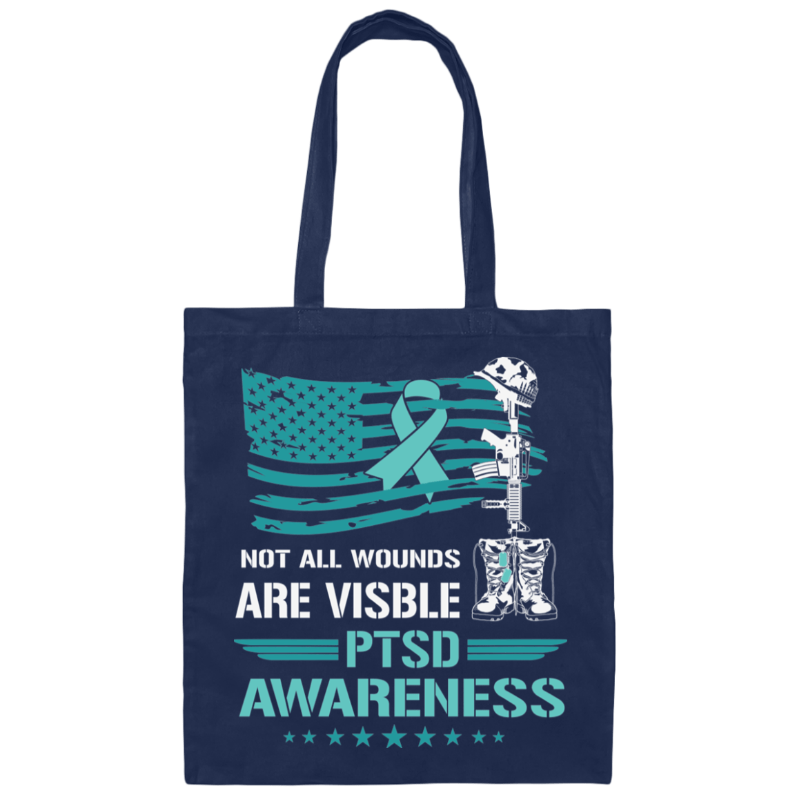 Bags Navy / One Size PTSD Awareness | Not All Wounds Are Visible | Canvas Tote Bag