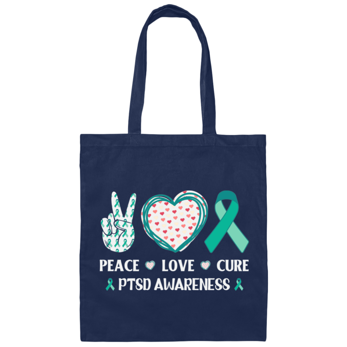 Bags Navy / One Size PTSD Awareness | Peace Love Cure | Canvas Tote Bag