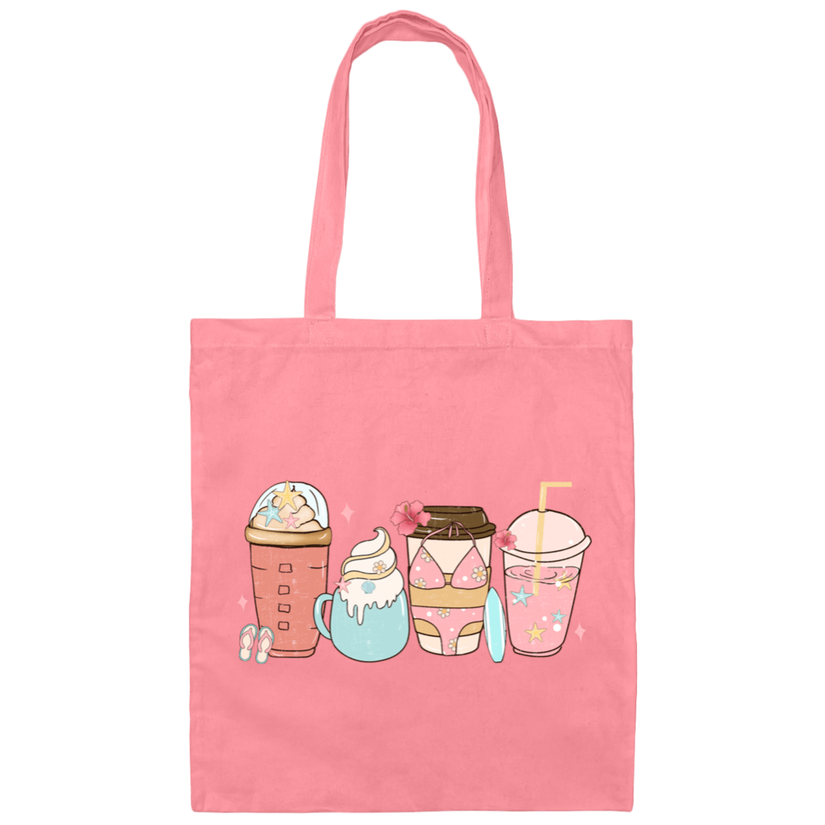 Bags Pink / One Size Coffee in the Summertime | Vacation | Summer |  Canvas Tote Bag