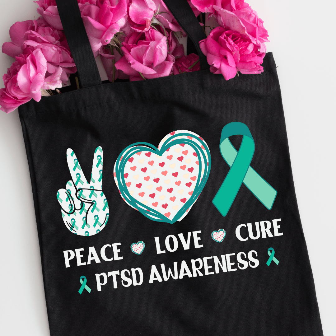 Bags PTSD Awareness | Peace Love Cure | Canvas Tote Bag