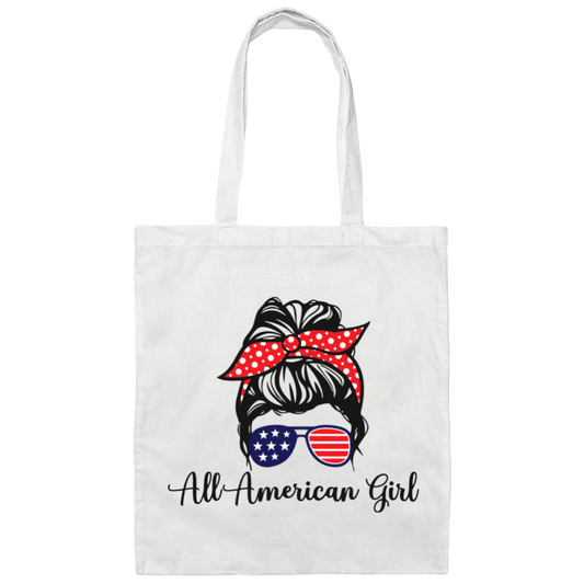 Bags White / One Size All American Girl | Messy Bun | Canvas Tote Bag