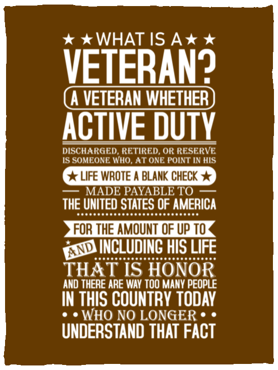 Blankets Brown / One Size What is a Veteran | Cozy Plush Fleece Blanket - 30x40