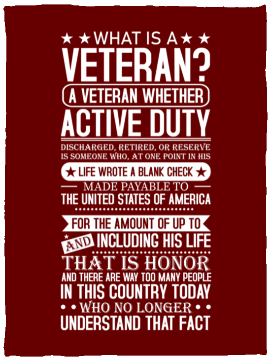 Blankets Maroon / One Size What is a Veteran | Cozy Plush Fleece Blanket - 30x40