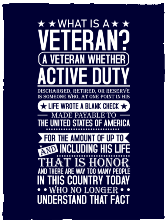 Blankets Navy / One Size What is a Veteran | Cozy Plush Fleece Blanket - 30x40