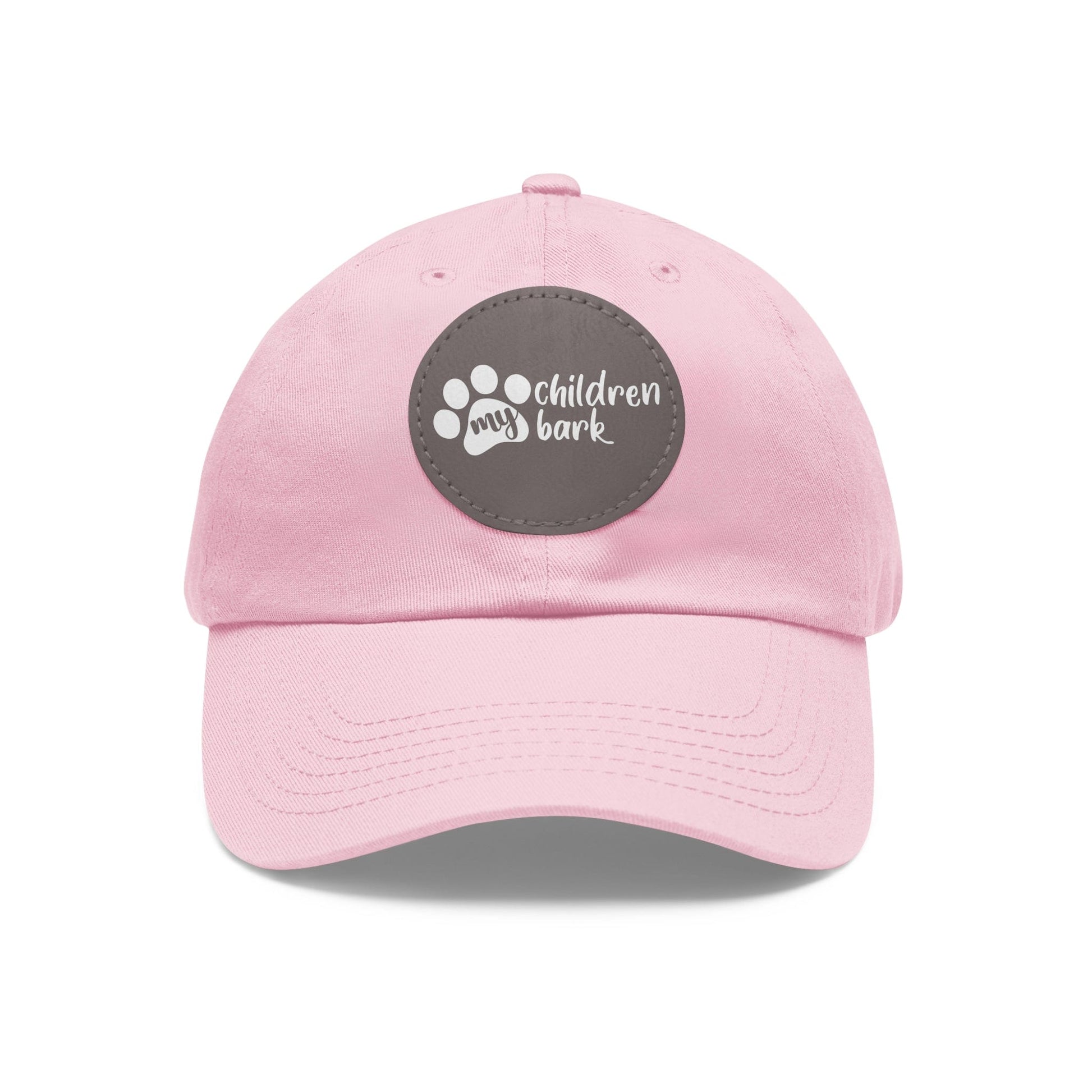 Hats Light Pink / Grey patch / Circle / One size My Children Bark | Hat with Leather Patch (Round)