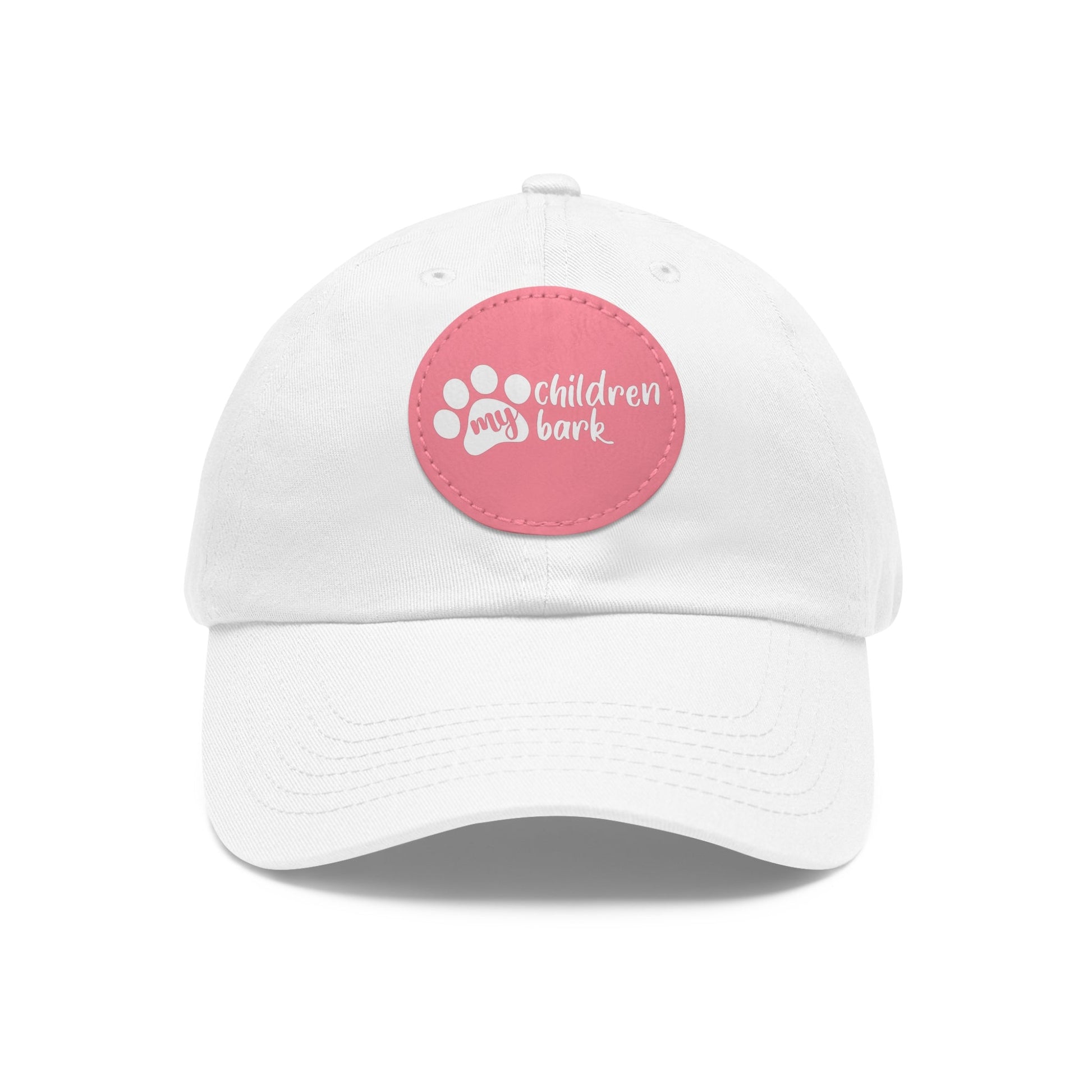 Hats White / Pink patch / Circle / One size My Children Bark | Hat with Leather Patch (Round)