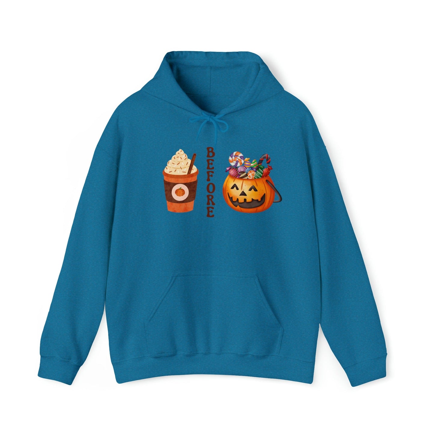 Hoodie Antique Sapphire / L Coffee Before Candy | Fall | Pumpkin Spice | Retro | Hooded Sweatshirt