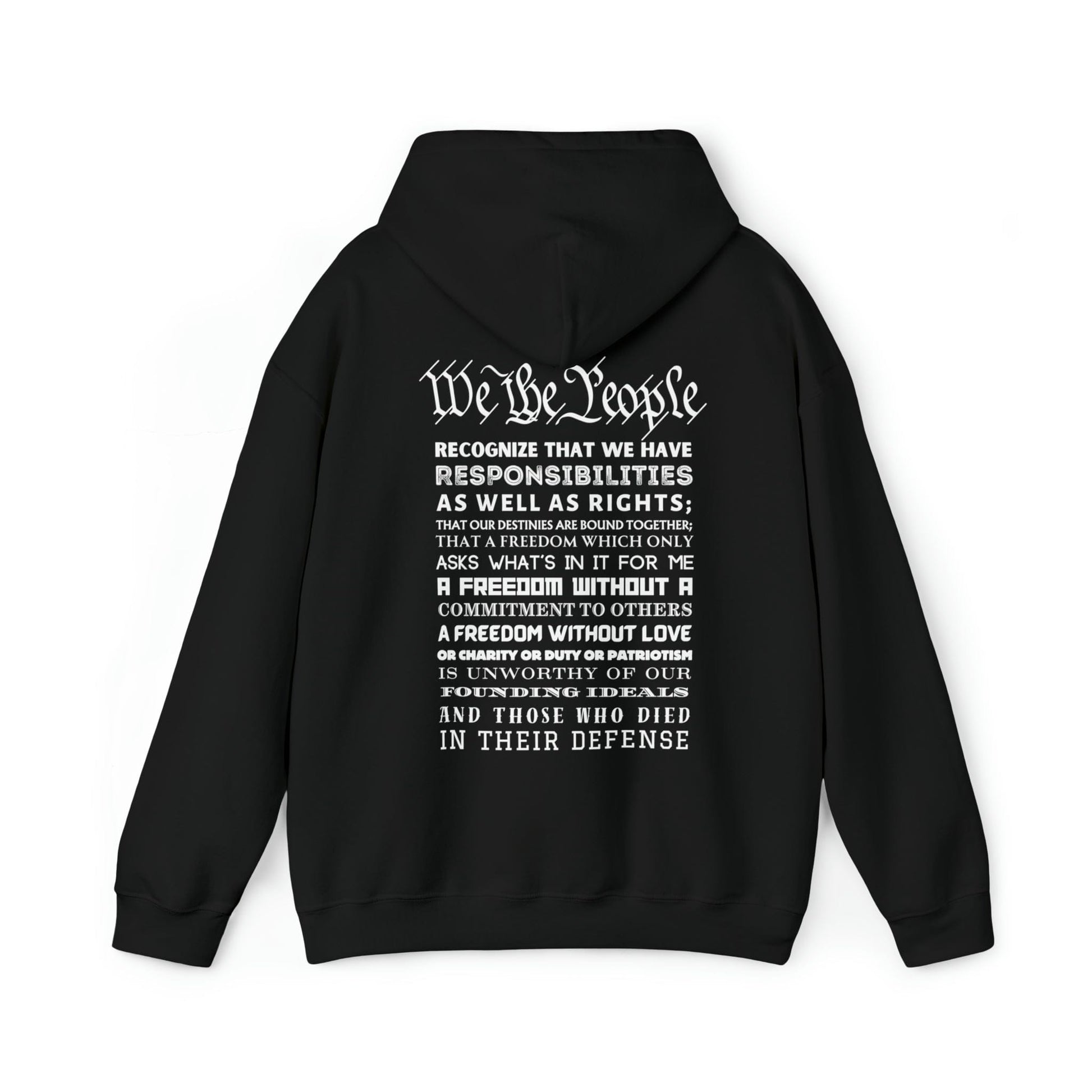 Hoodie Black / S We the People | Responsibilities and Rights | Back Print | Hooded Sweatshirt