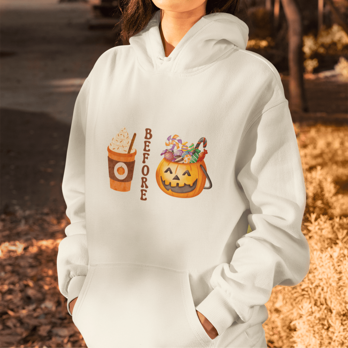 Hoodie Coffee Before Candy | Fall | Pumpkin Spice | Retro | Hooded Sweatshirt