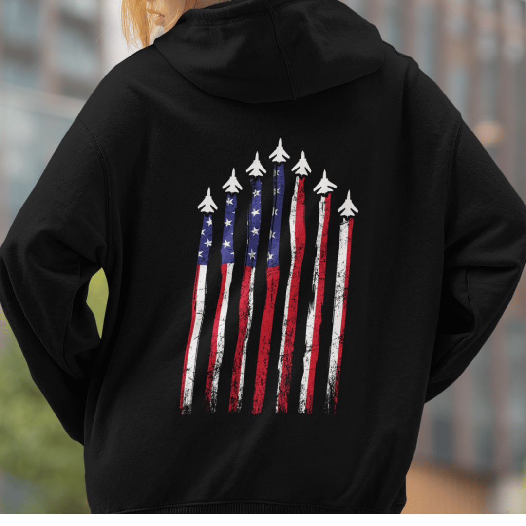 Hoodie Flag with Planes | US Air Force | Combat Pilots | Hooded Sweatshirt