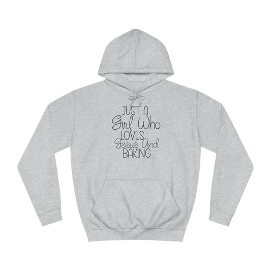 Hoodie Heather Grey / S Just A Girl Who Loves Jesus And Baking | Woman's College Hoodie