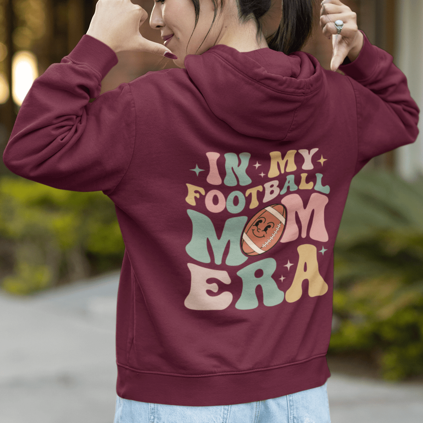 Hoodie In My Football Mom Era | Retro | Hooded Sweatshirt