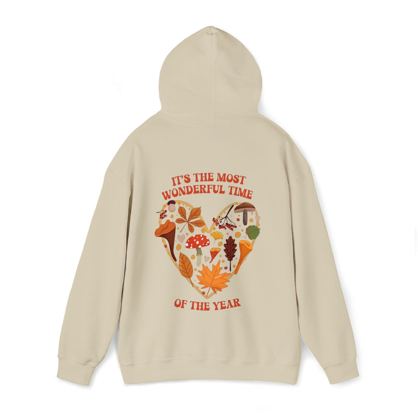 Hoodie It's the Most Wonderful Time of the Year | Fall | Mushrooms and Leaves | Retro | Hooded Sweatshirt