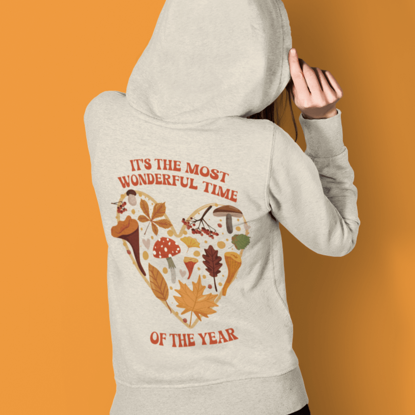 Hoodie It's the Most Wonderful Time of the Year | Fall | Mushrooms and Leaves | Retro | Hooded Sweatshirt