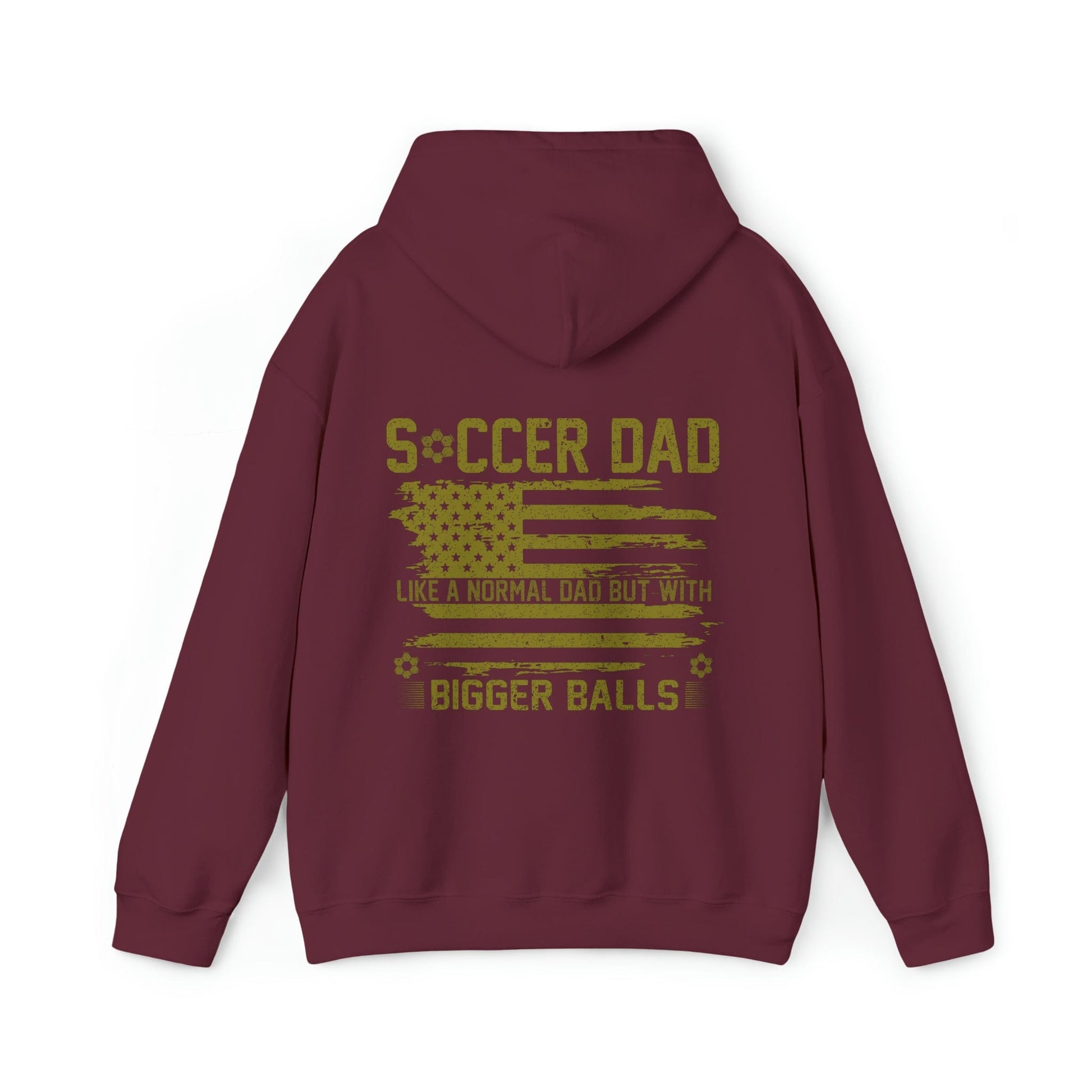 Hoodie Maroon / S Soccer Dad | Bigger Balls | Patriotic | Hooded Sweatshirt