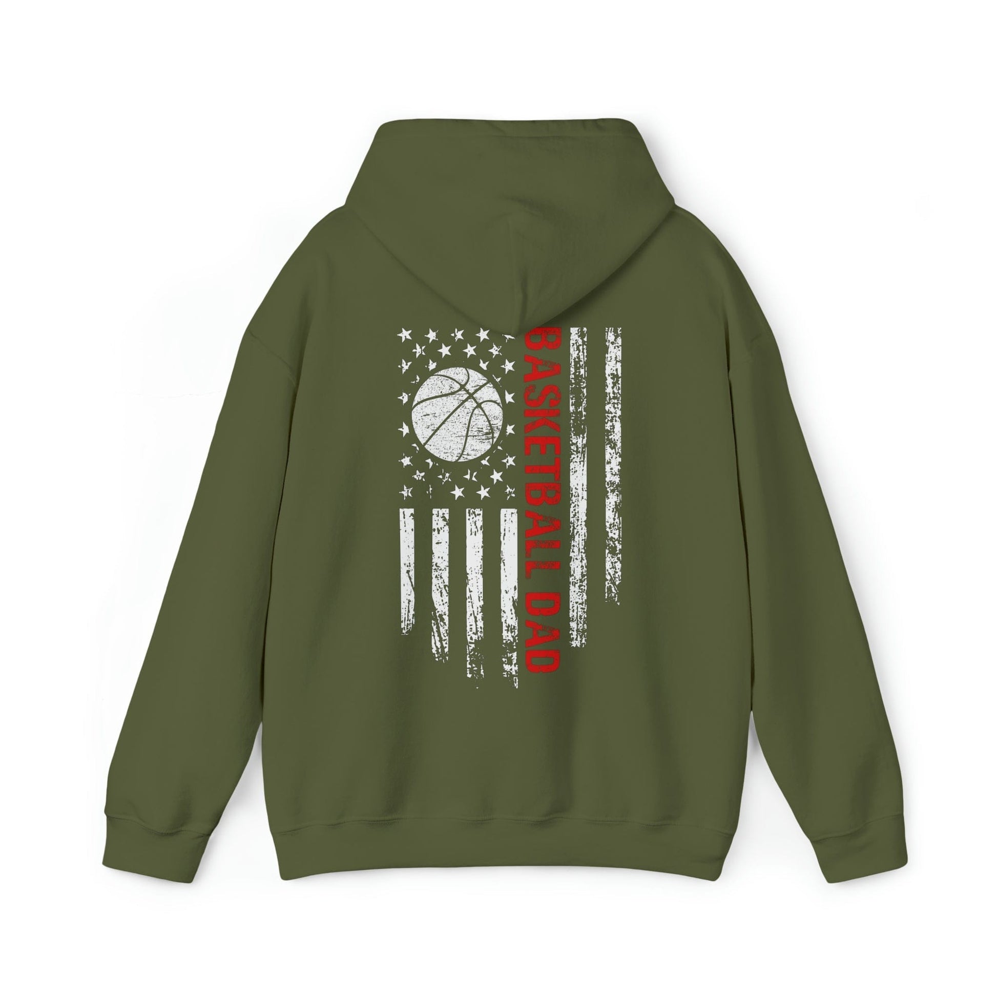 Hoodie Military Green / S Basketball Dad | Patriotic | Hooded Sweatshirt