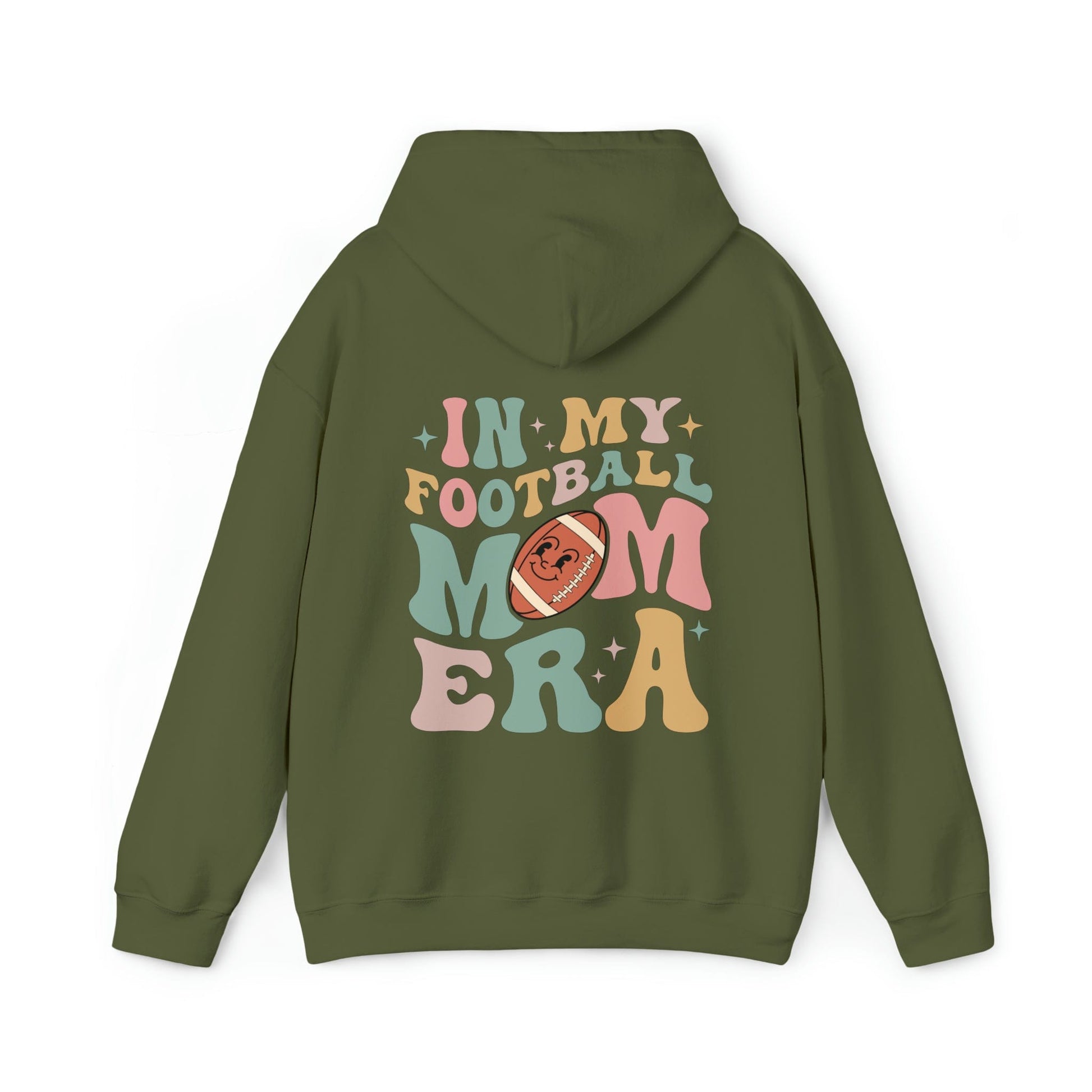 Hoodie Military Green / S In My Football Mom Era | Retro | Hooded Sweatshirt