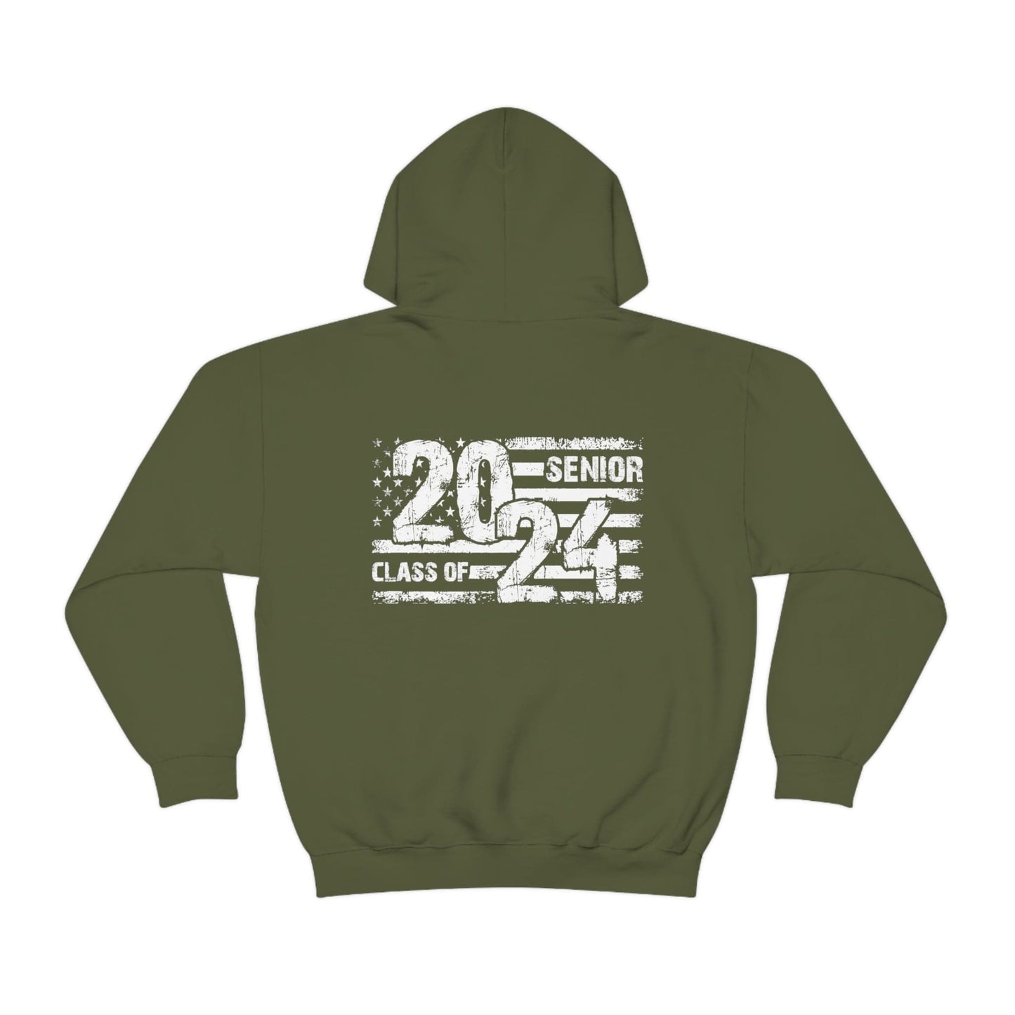 Hoodie Military Green / S Senior Year | 2024 | Flag | Patriotic | Heavy Blend™ Hooded Sweatshirt