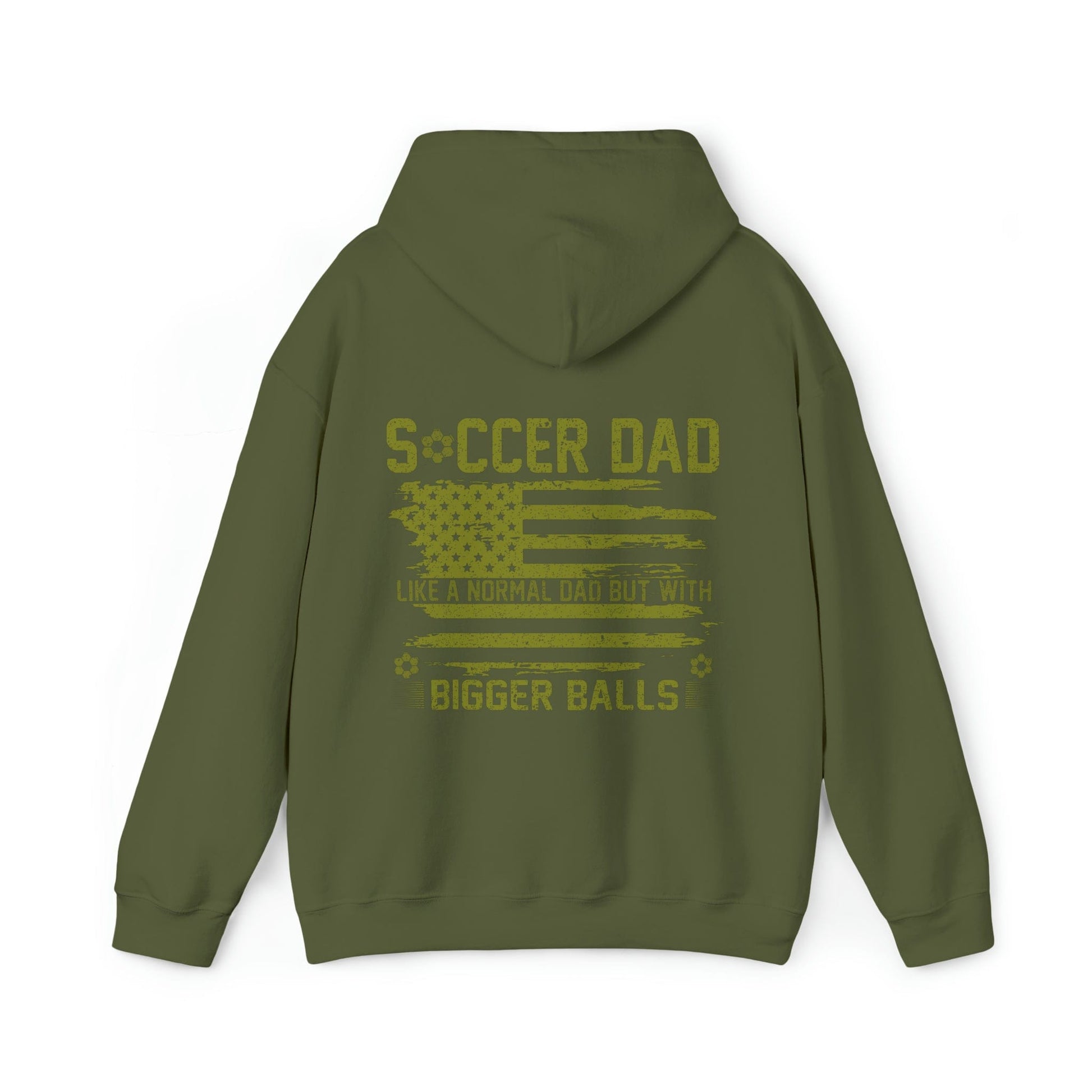 Hoodie Military Green / S Soccer Dad | Bigger Balls | Patriotic | Hooded Sweatshirt