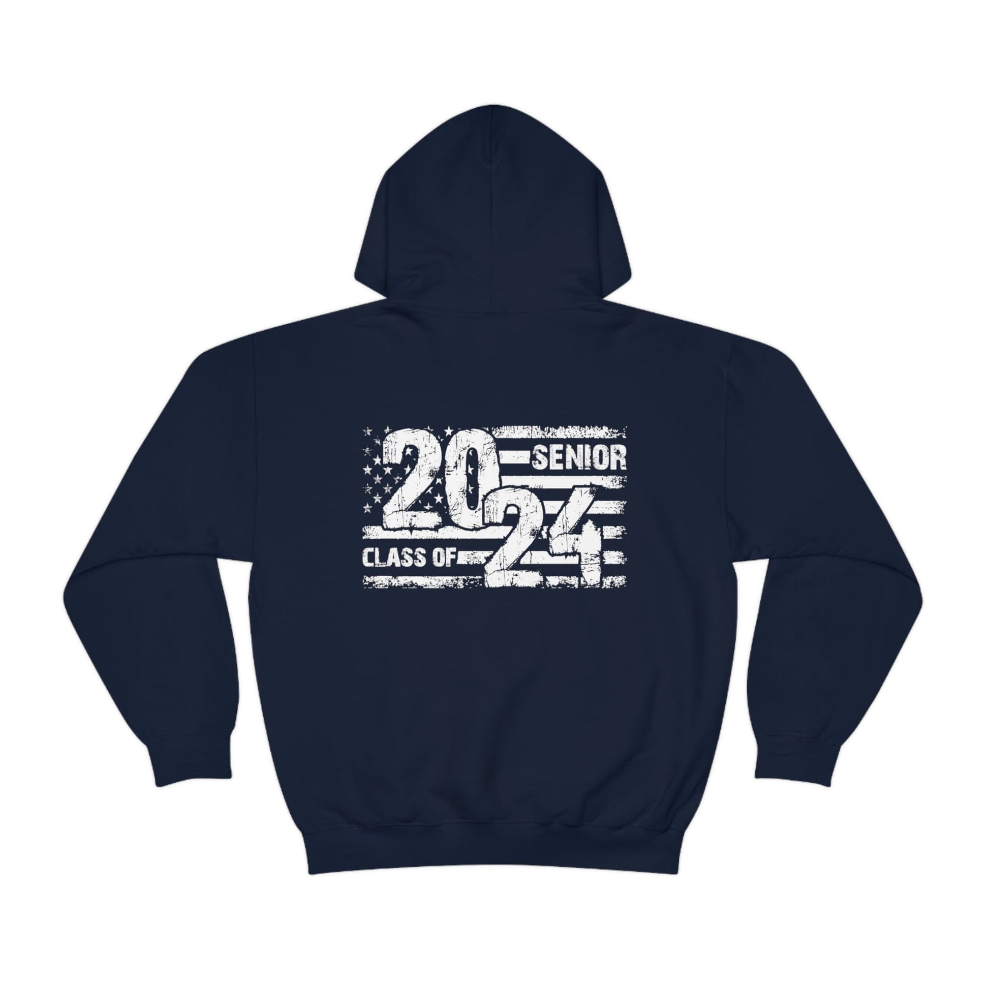 Hoodie Navy / S Senior Year | 2024 | Flag | Patriotic | Heavy Blend™ Hooded Sweatshirt