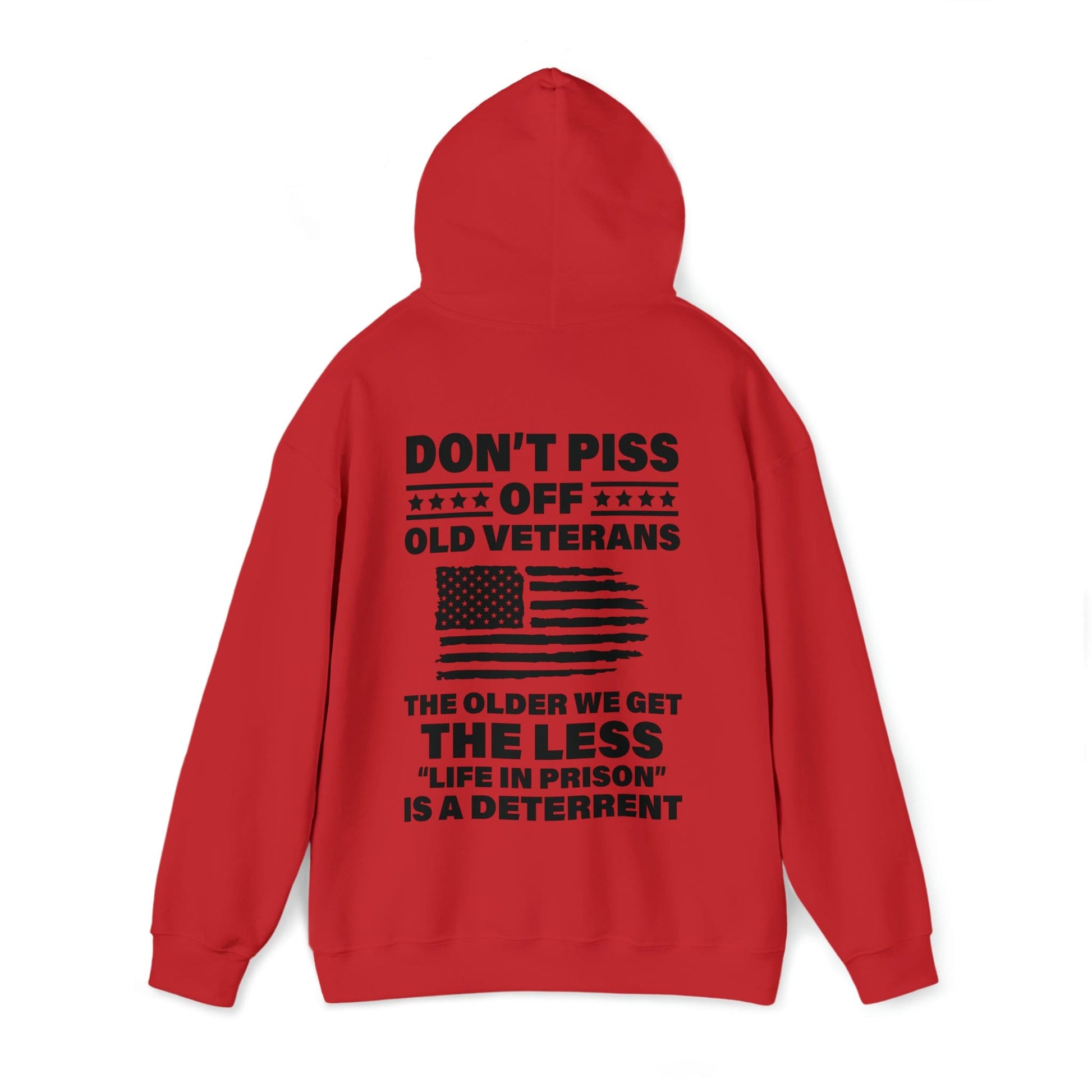 Hoodie Red / S Don't Piss Off Old Veterans | US Veteran | Hooded Sweatshirt