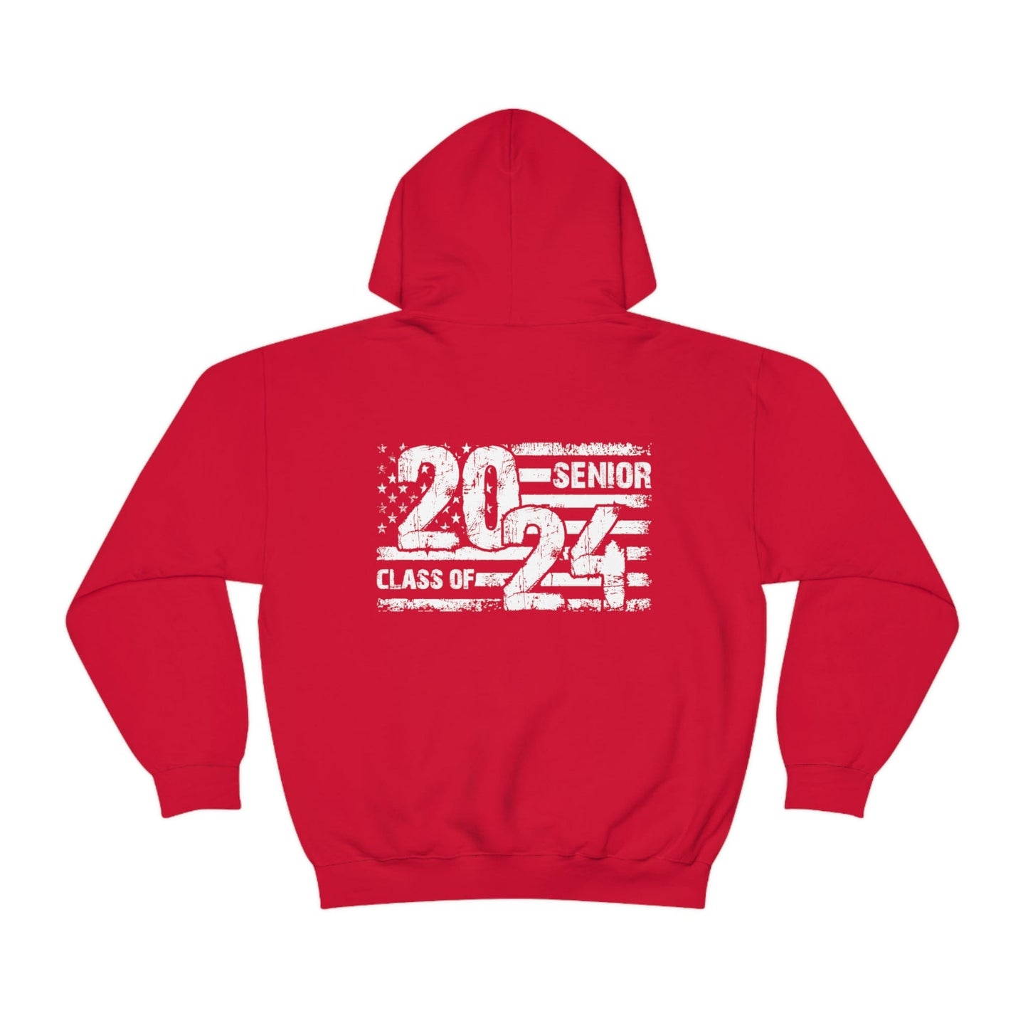 Hoodie Red / S Senior Year | 2024 | Flag | Patriotic | Heavy Blend™ Hooded Sweatshirt