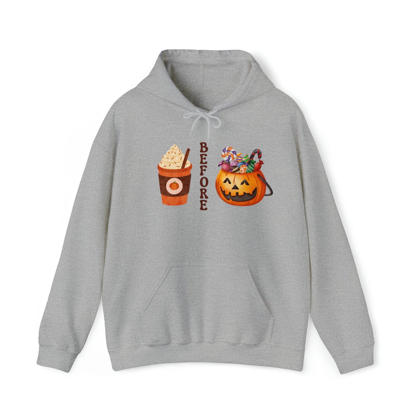 Hoodie Sport Grey / S Coffee Before Candy | Fall | Pumpkin Spice | Retro | Hooded Sweatshirt