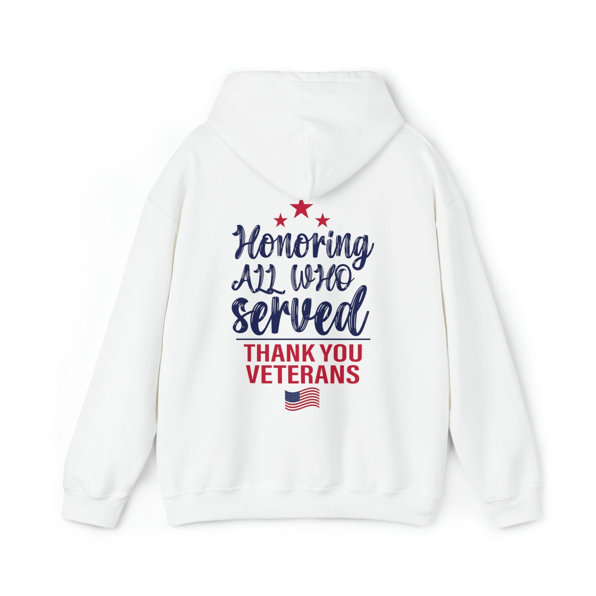 Hoodie White / S Honoring All Who Served | Thank You Veterans | Hooded Sweatshirt