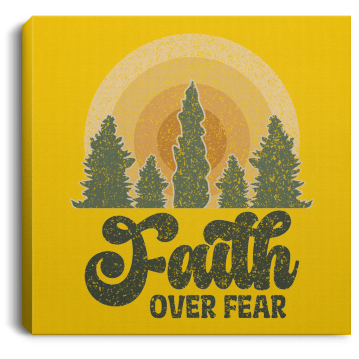 Housewares Athletic Gold / 8" x 8" Faith Over Fear | Christian | Retro | Square Canvas | Various sizes and colors