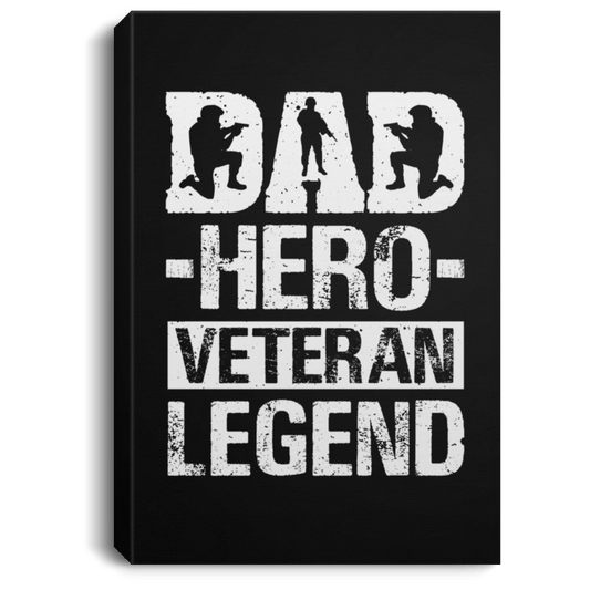 Housewares Black / 8" x 12" Dad | Hero Veteran Legend | Portrait Canvas .75in Frame | Various sizes and colors