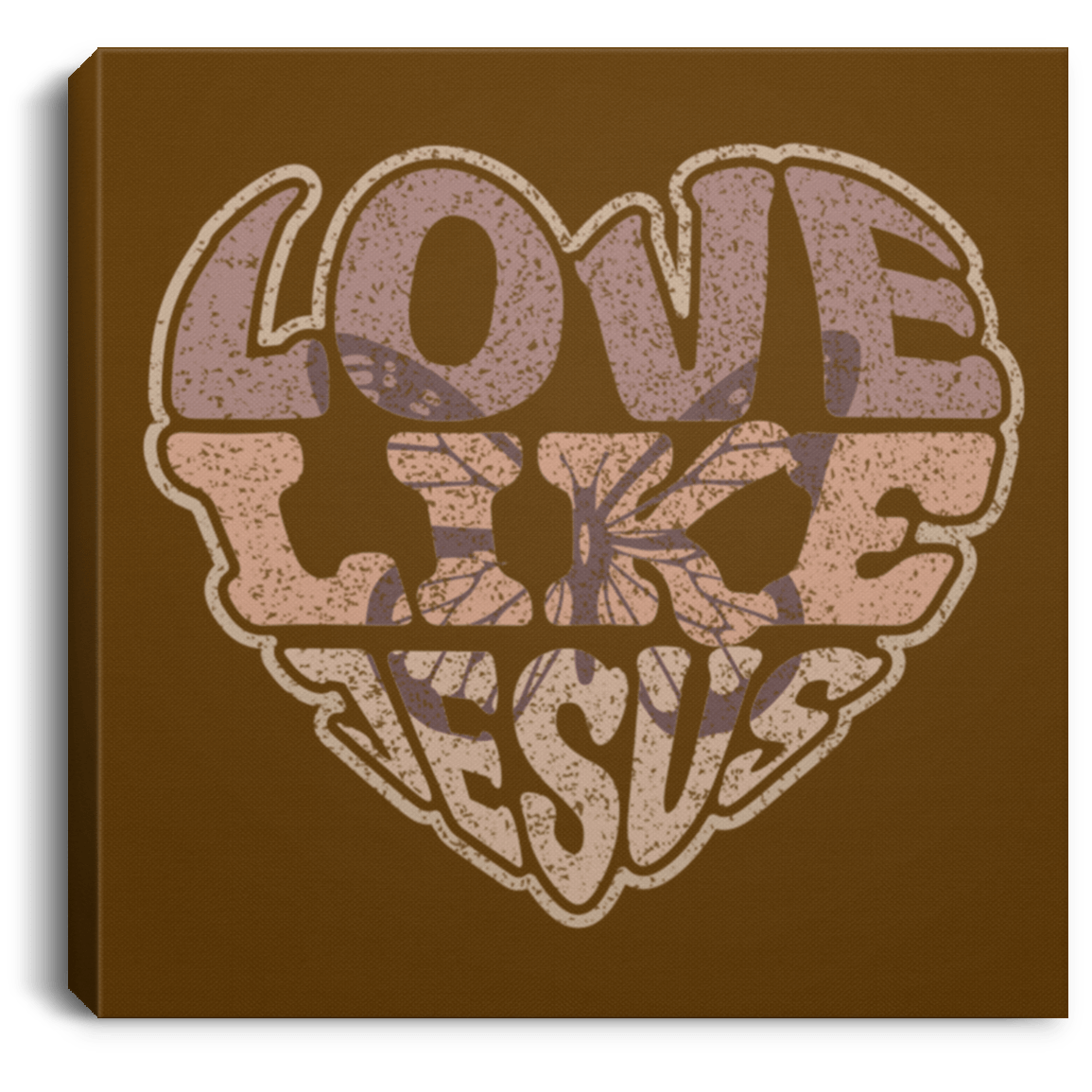 Housewares Brown / 8" x 8" Love Like Jesus | Christian | Retro |  Square Canvas | Various sizes and colors