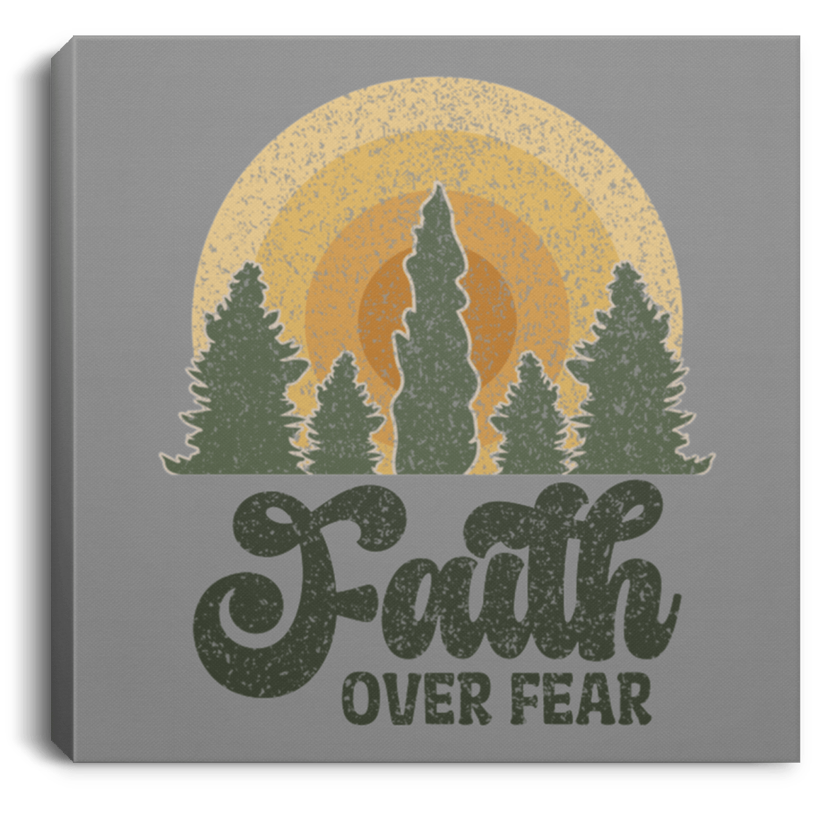 Housewares Gray / 8" x 8" Faith Over Fear | Christian | Retro | Square Canvas | Various sizes and colors