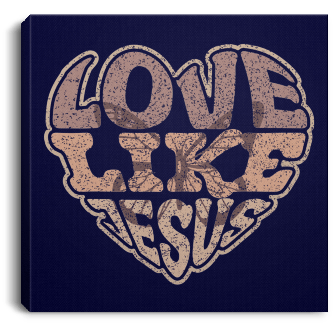 Housewares Navy / 8" x 8" Love Like Jesus | Christian | Retro |  Square Canvas | Various sizes and colors