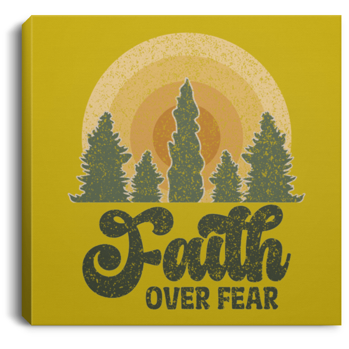 Housewares Old Gold / 8" x 8" Faith Over Fear | Christian | Retro | Square Canvas | Various sizes and colors