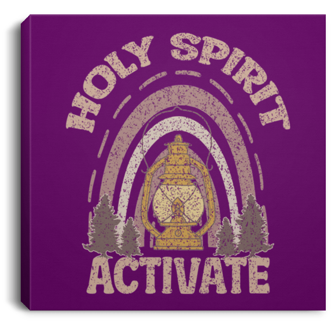 Housewares Purple / 8" x 8" Holy Spirit Activate | Christian | Retro | Square Canvas | Various sizes and colors